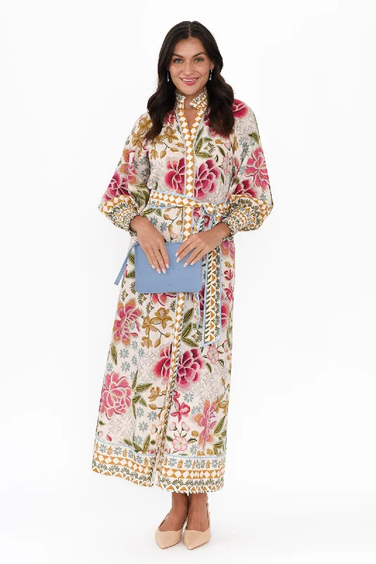 Midi dresses with halter necks for a stylish and comfortable option Carmen Pink Floral Linen Blend Dress Midi dresses with halter necks for a stylish and comfortable option Carmen Pink Floral Linen Blend Dress