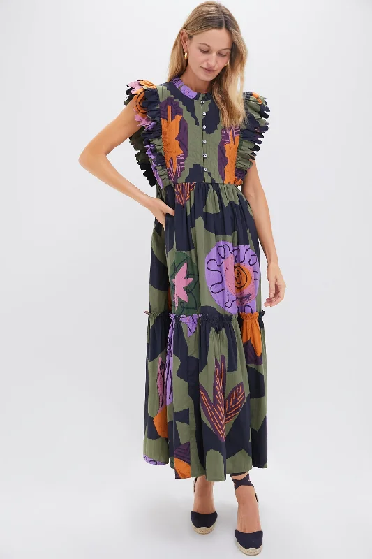 Midi dresses with geometric cutouts for a contemporary and edgy look Bergen Olive Scallop Pintuck Maxi Dress Midi dresses with geometric cutouts for a contemporary and edgy look Bergen Olive Scallop Pintuck Maxi Dress