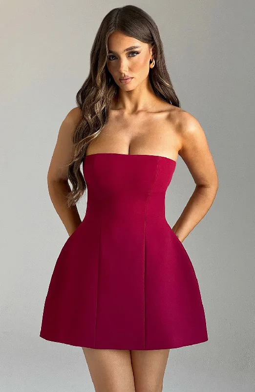 Mini dresses with ruched bodices for a feminine touch Asha Mini Dress - Wine