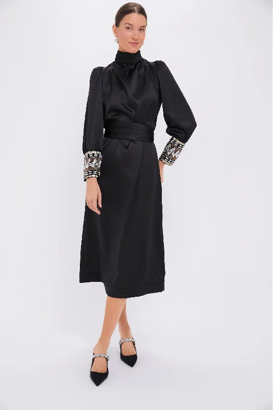 Midi dresses with tiered skirts for a bohemian festival look Black Embellished Faven Dress Midi dresses with tiered skirts for a bohemian festival look Black Embellished Faven Dress