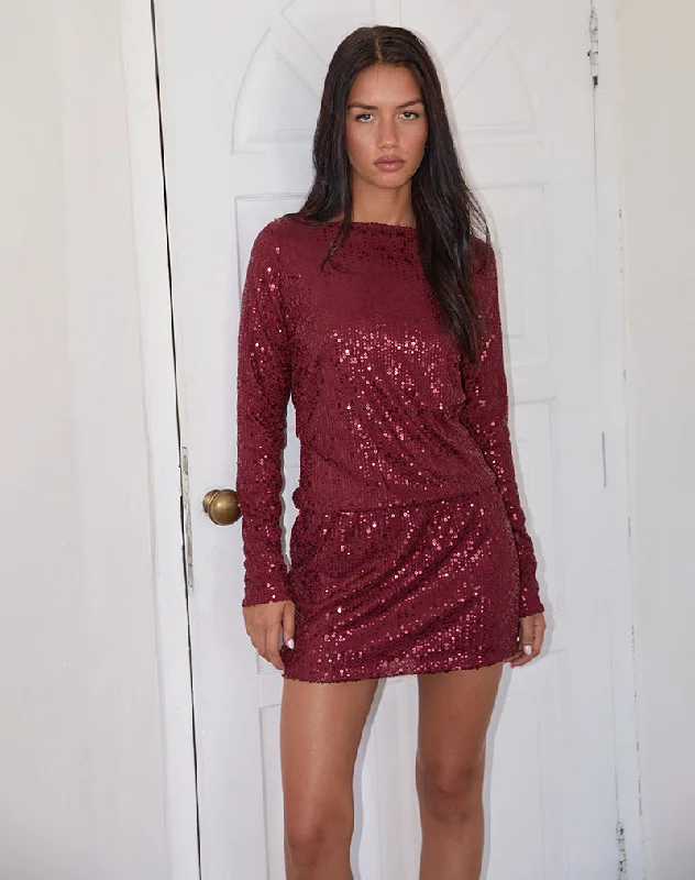 Linen mini dresses for a breathable summer option Jasilia Long Sleeve Mini Dress in Gauzy Sequin Red Linen mini dresses for a breathable summer option Jasilia Long Sleeve Mini Dress in Gauzy Sequin Red