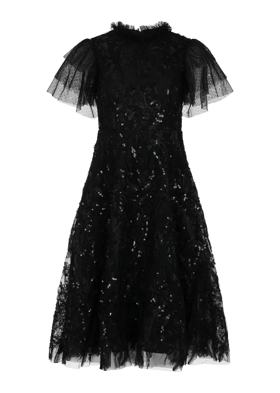Plaid midi dresses for a fall - themed family gathering Midnight Dress
