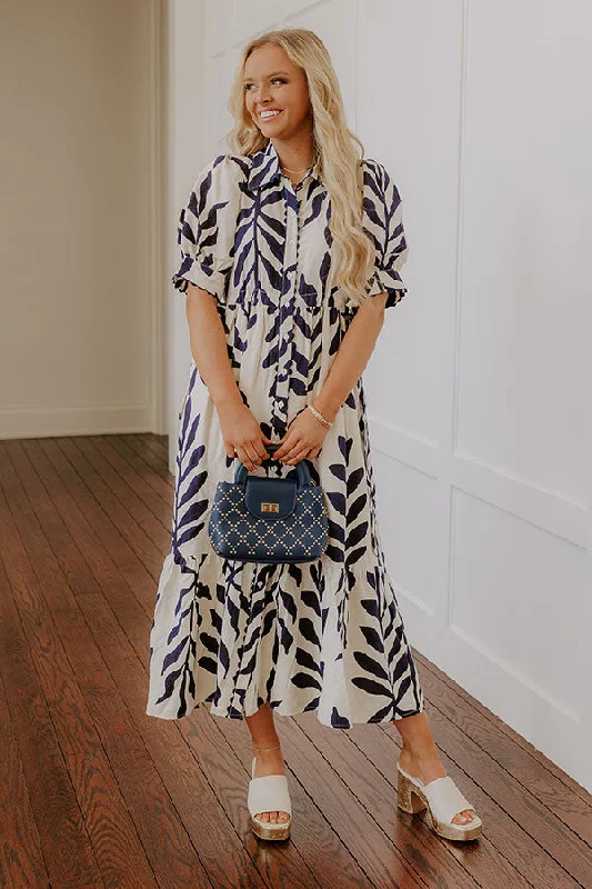 Sheath midi dresses with beaded embellishments for a formal occasion Tropical Getaway Button Down Midi Dress
