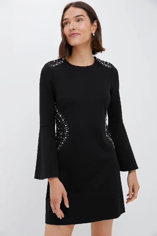 Midi dresses with animal prints for a bold and confident appearance Black Embellished Farrow Dress Midi dresses with animal prints for a bold and confident appearance Black Embellished Farrow Dress