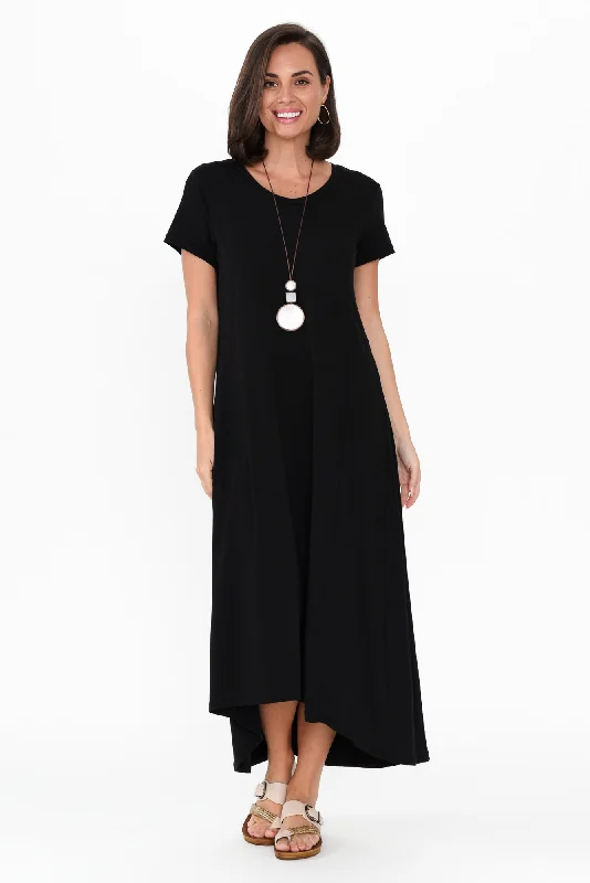 Maxi - inspired midi dresses with flowing fabrics for a beachy vibe Patrick Black Cotton Pocket Dress