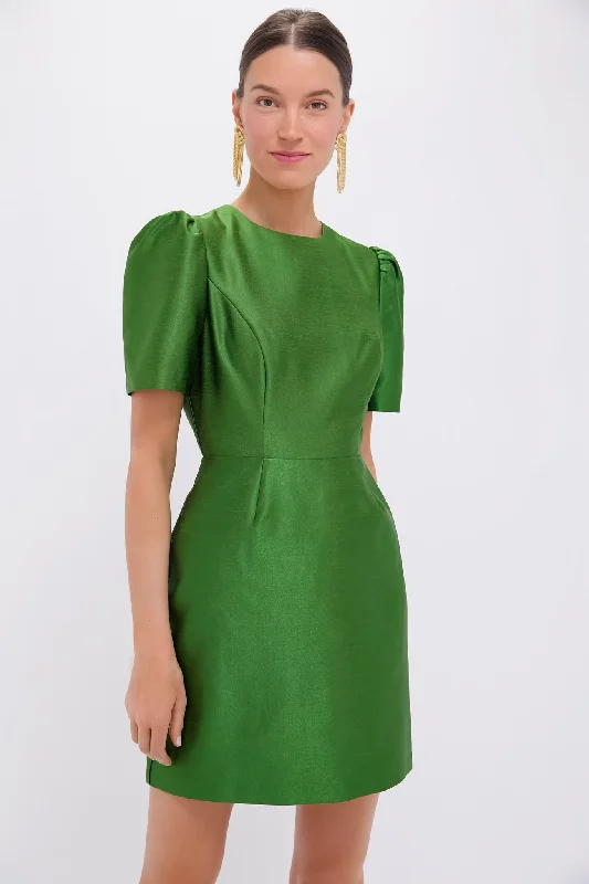Midi dresses with tiered skirts for a bohemian festival look Green Dupioni Carine Dress
