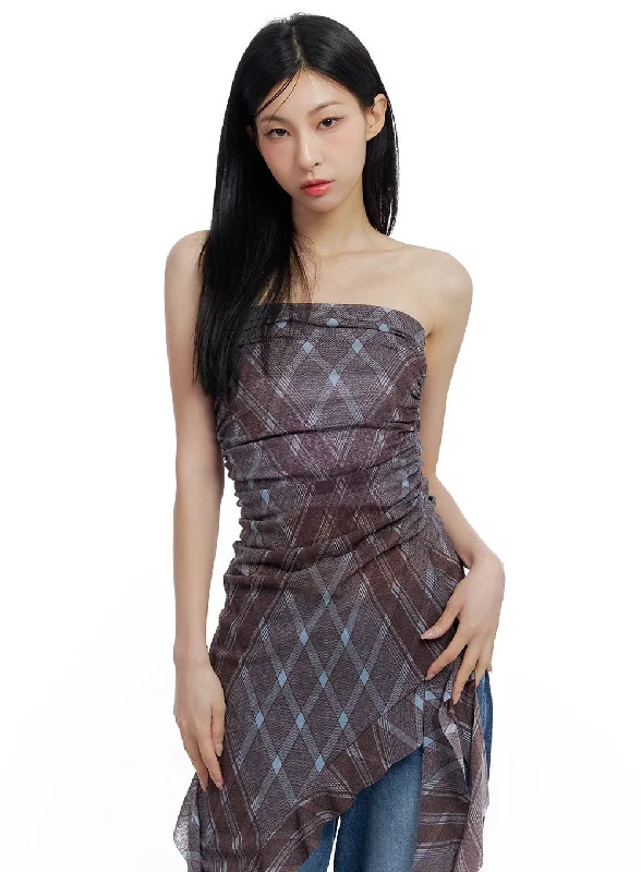 Wrap - style midi dresses in silk for a sophisticated office look Checkered Ruffle Midi Dress CO426 Wrap - style midi dresses in silk for a sophisticated office look Checkered Ruffle Midi Dress CO426