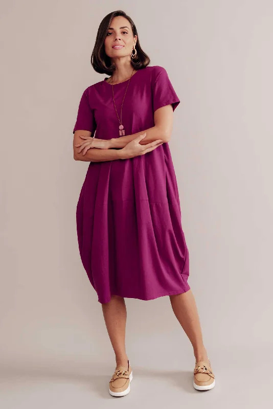 Midi dresses with lace - up fronts for a unique and adjustable style Morgan Fuchsia Diagonal Seam Dress Midi dresses with lace - up fronts for a unique and adjustable style Morgan Fuchsia Diagonal Seam Dress