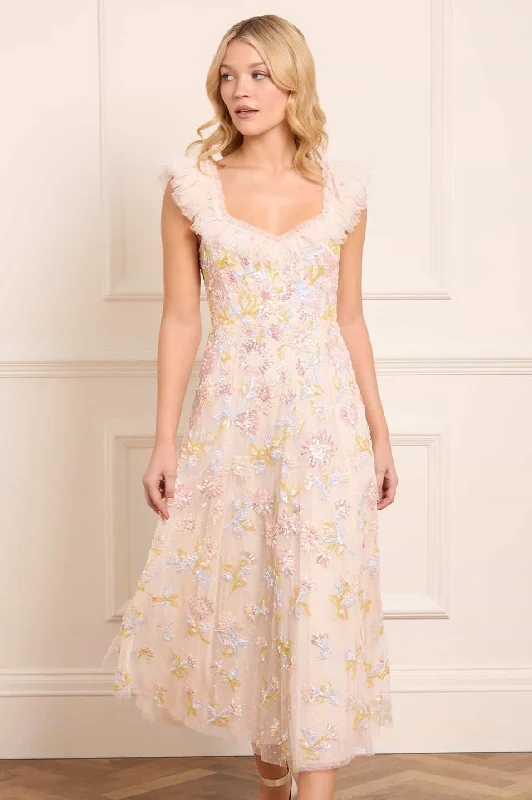 Midi dresses with side slits for a sexy and elegant appearance Sequin Dandelion Ruffle Ballerina Dress