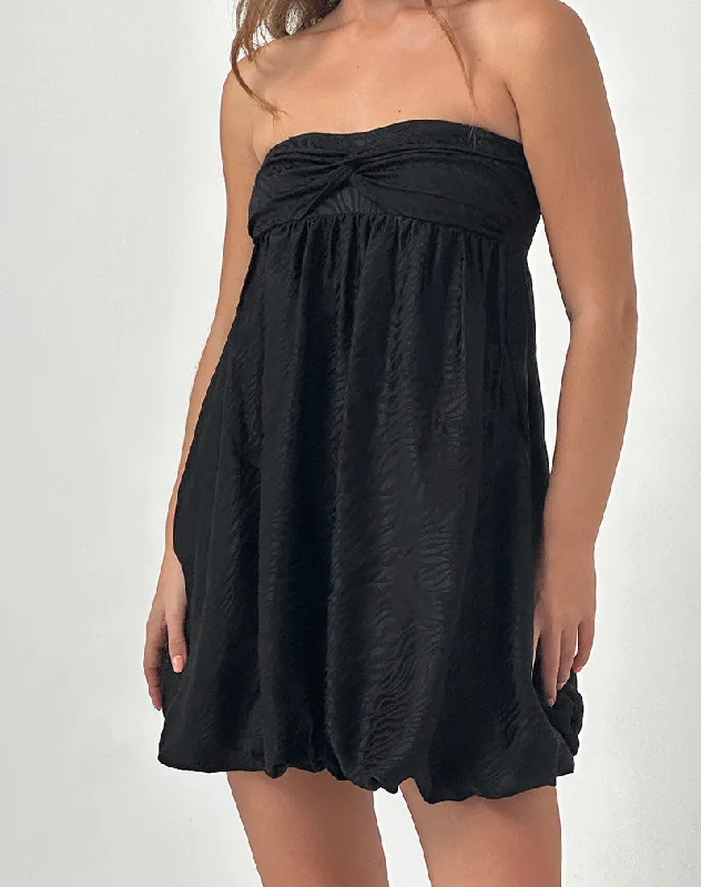 Sheer mini dresses with lace inserts Richie Mini Dress in Satin Jacquard Black