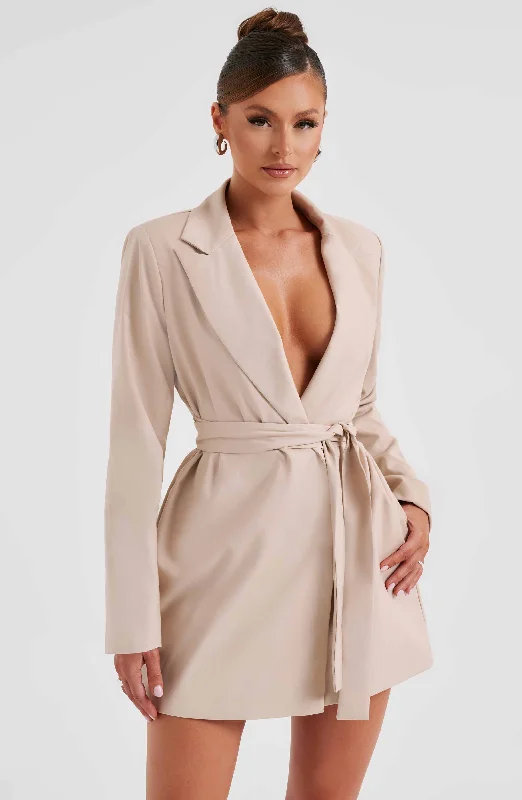 Denim mini dresses with distressed details Heather Suit Dress - Beige