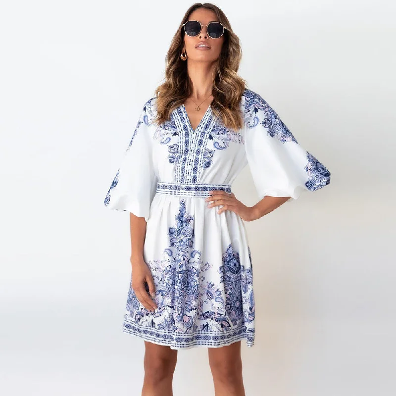 Mini dresses with ruched bodices for a feminine touch Path To Paradise Embroidered Shift Dress Mini dresses with ruched bodices for a feminine touch Path To Paradise Embroidered Shift Dress