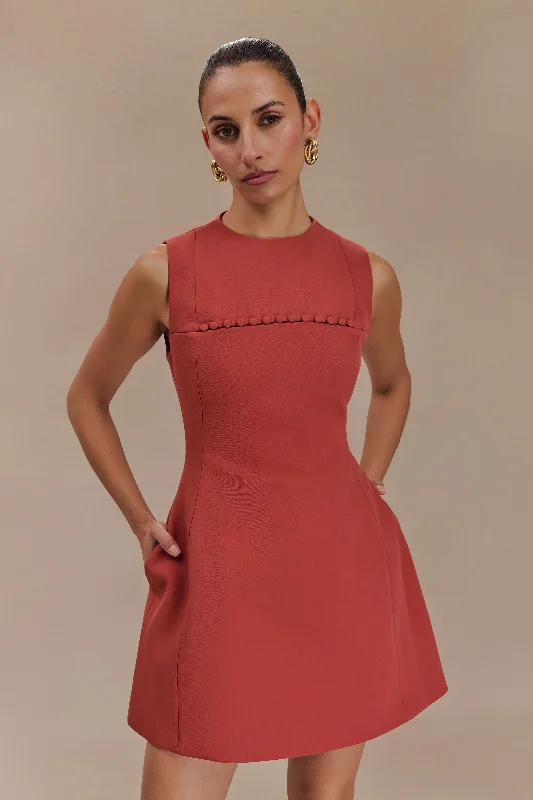 Metallic mini dresses for a glamorous event Winona Suiting Mini Dress With Cut Out - Chilli Metallic mini dresses for a glamorous event Winona Suiting Mini Dress With Cut Out - Chilli