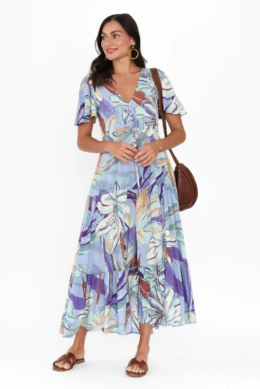 Midi dresses with mesh inserts for a trendy and breathable option Butler Blue Floral Tie Maxi Dress Midi dresses with mesh inserts for a trendy and breathable option Butler Blue Floral Tie Maxi Dress