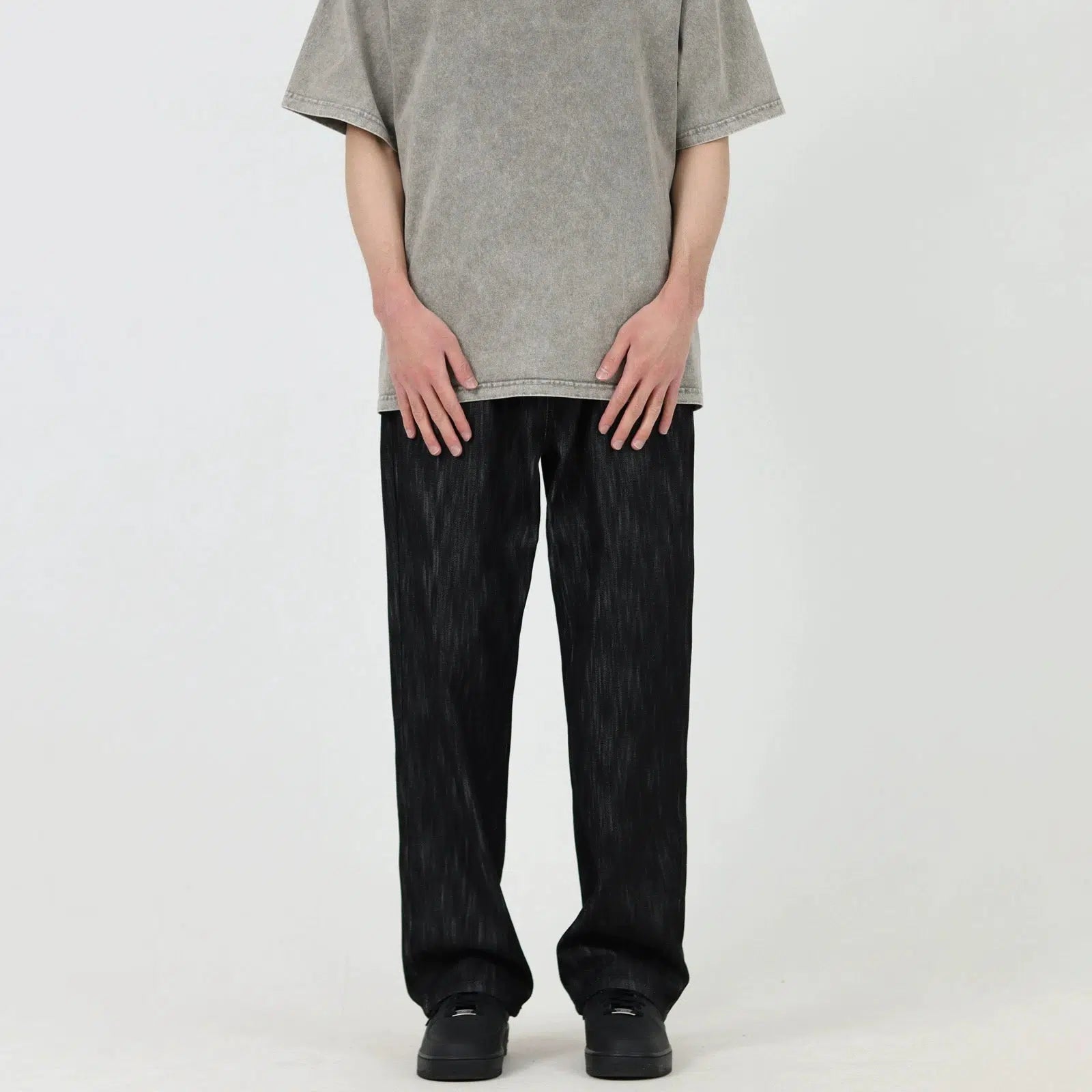 Embroidered women jeans with intricate patternsBlack and Gray Straight Jeans