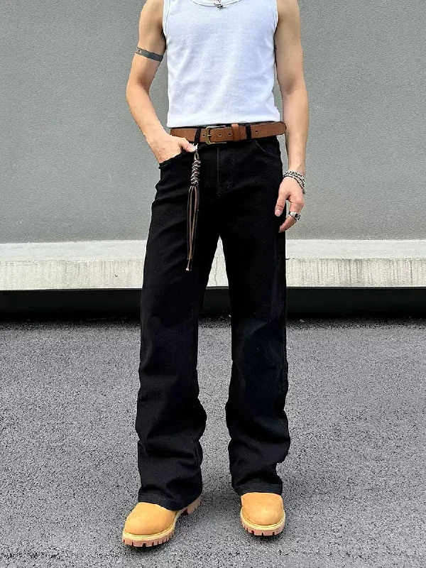 Ripped women jeans for a rebellious and fashion - forward styleBlack Straight-leg Jeans
