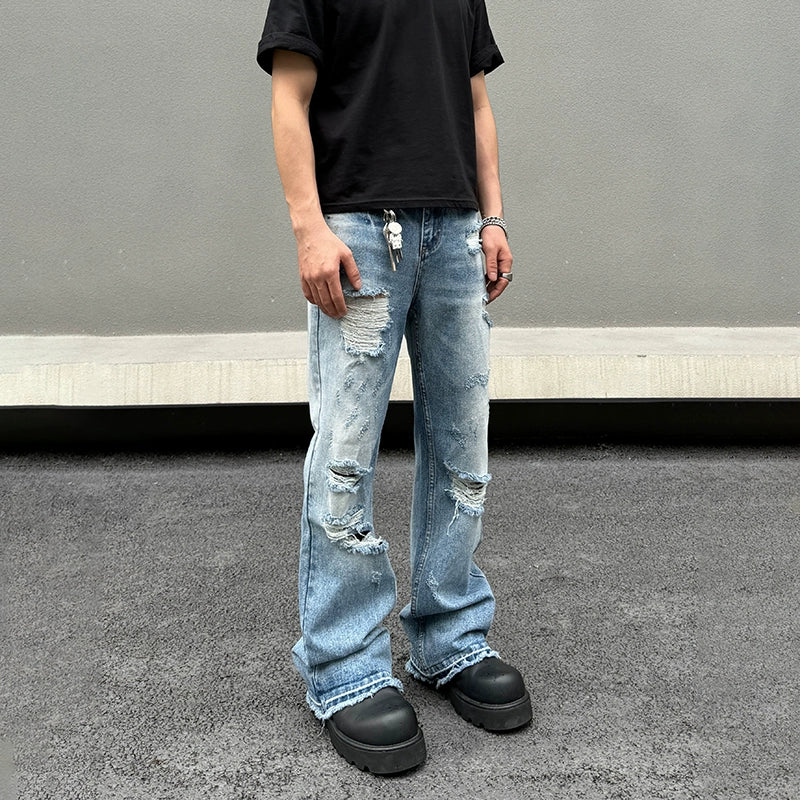 Mom jeans for a nostalgic and casual lookBlue Ripped Straight-leg Jeans