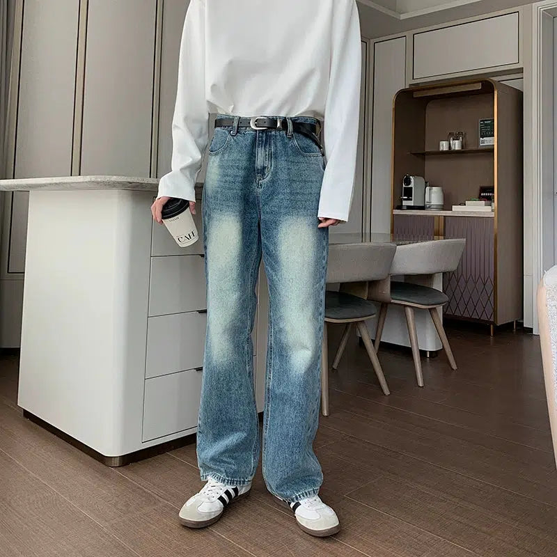 Embellished women jeans with studs or rhinestones for a glamorous touchBlue Straight Leg Jeans