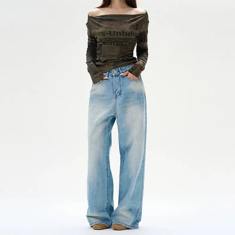 Embellished women jeans with studs or rhinestones for a glamorous touchBlue Wide-leg Jeans