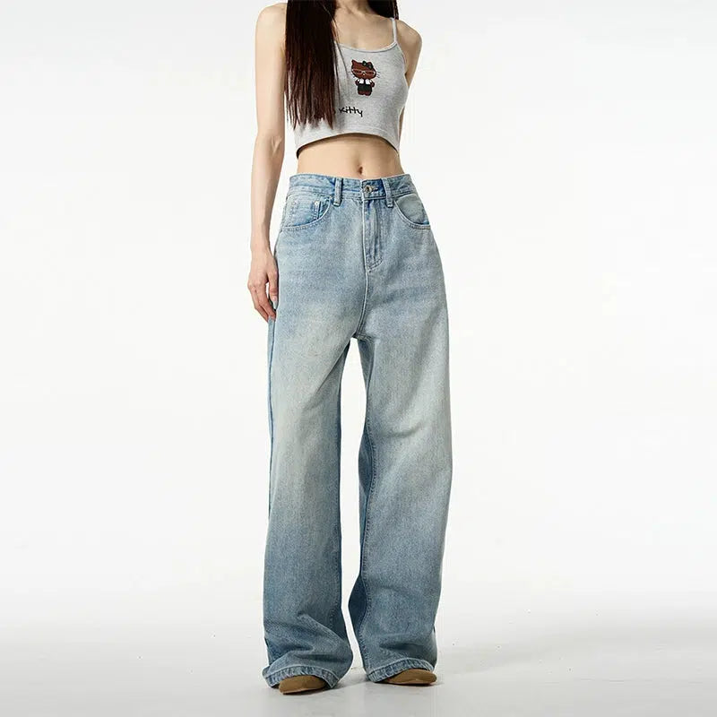 Colored women jeans in vibrant hues like red and yellowBlue Wide-Leg Straight Jeans