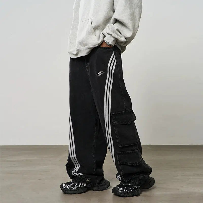 Distressed women jeans for a trendy and edgy lookCargo Pocket Stripe Jeans
