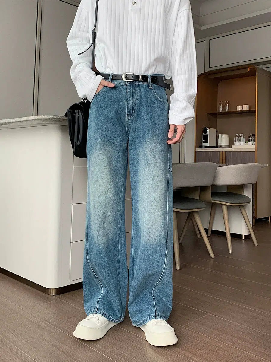 Dark - wash women jeans for a sophisticated and slimming effectCasual Wide-Leg Jeans