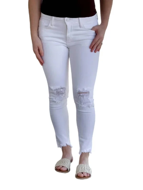 Colored women jeans in vibrant hues like red and yellowClassic Distressed Jeans In White
