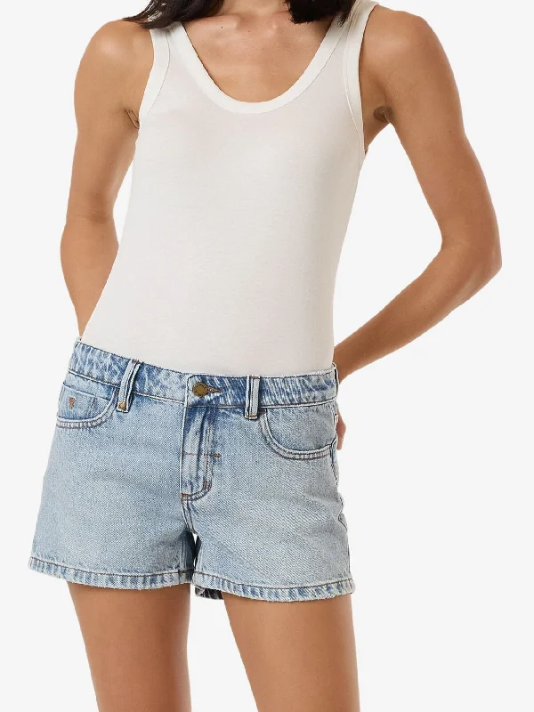 Women's Printed Floral Linen Shorts in Pastel Colors for a Summer Beach OutfitDaria Short - Tainted Blue