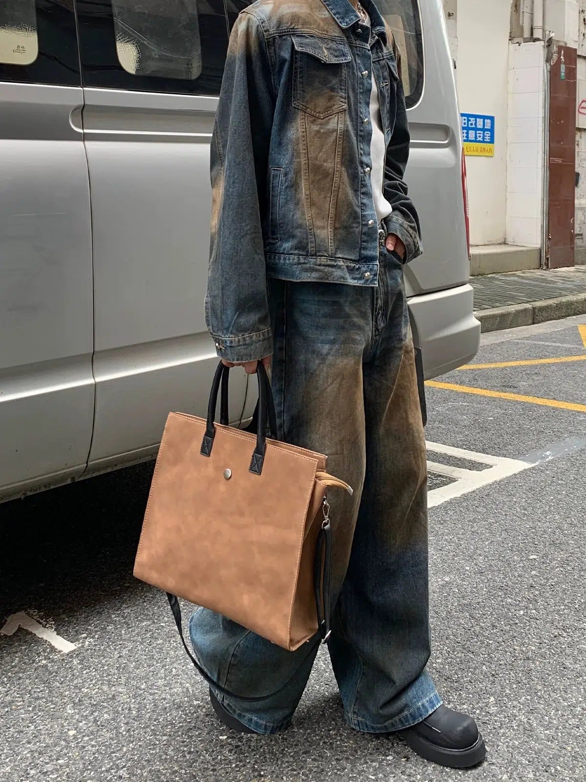 Mom jeans for a nostalgic and casual lookDistressed Dirty Dyed Straight Street Jeans