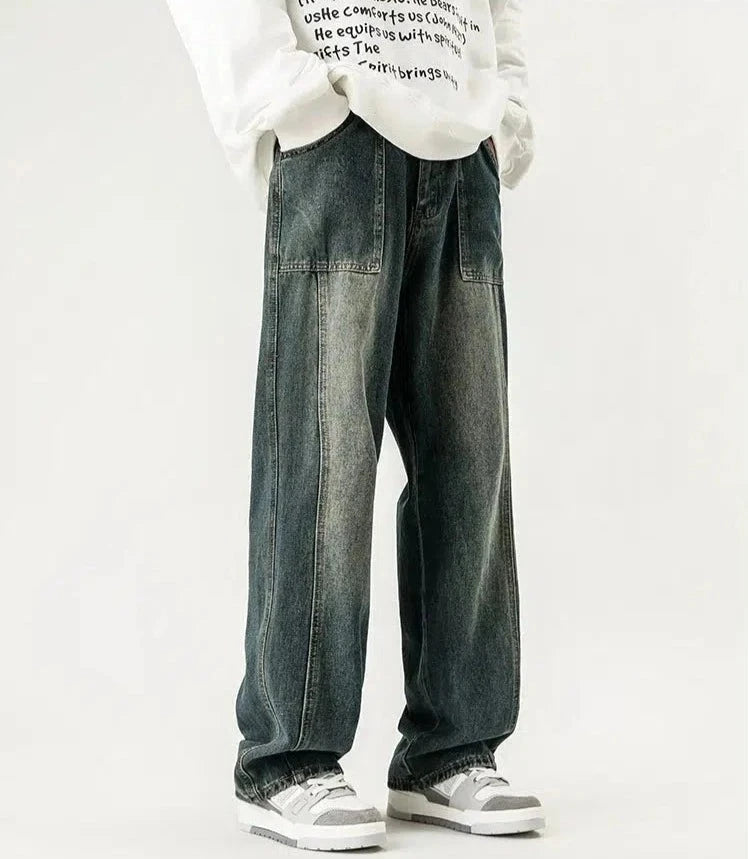 Mom jeans for a nostalgic and casual lookDistressed Washed Wide-leg Jeans