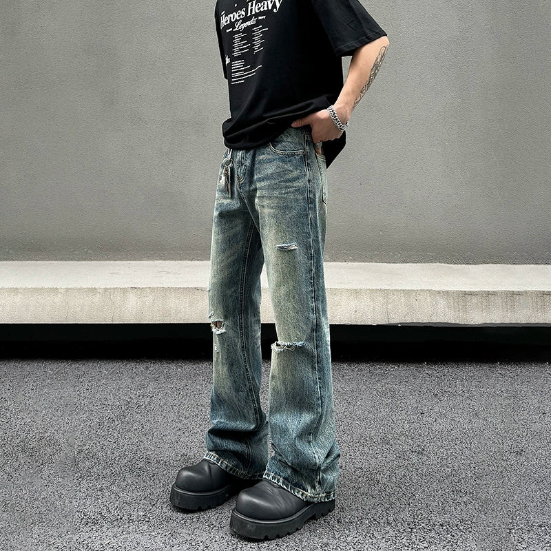 Wide - leg women jeans for a modern and relaxed vibeDistressed Wide-Leg Jeans