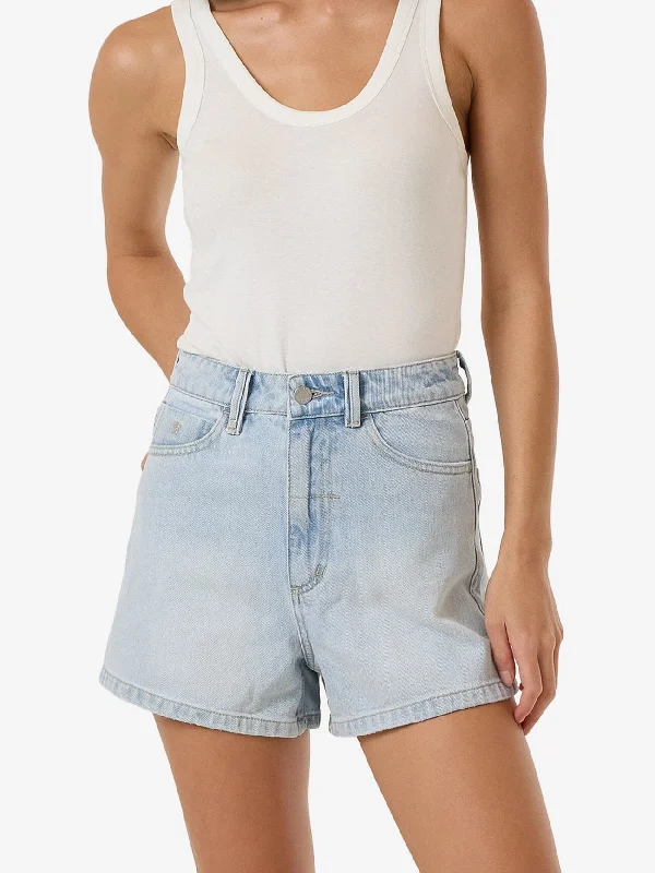 Plus Size Women's Denim Shorts with Embroidered Flowers in Light Blue for a Feminine TouchErica Short - Ether Blue