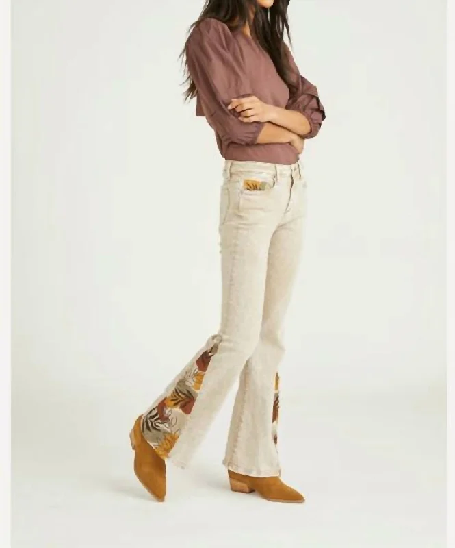 Cargo women jeans with multiple pockets for added functionalityFarrah Flare Jeans In Tan Surreal Cargo women jeans with multiple pockets for added functionalityFarrah Flare Jeans In Tan Surreal