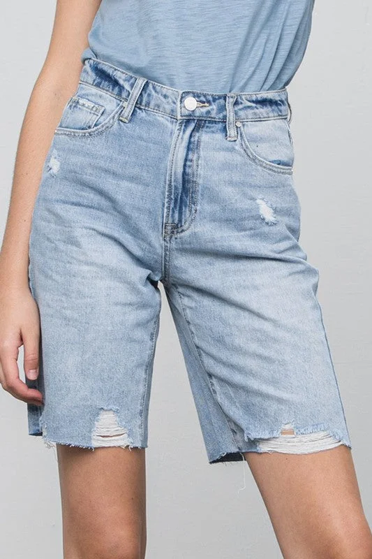 Plus Size Women's Cargo Shorts in Olive Green with Multiple Pockets for Outdoor AdventuresHigh Rise Denim Bermuda Shorts
