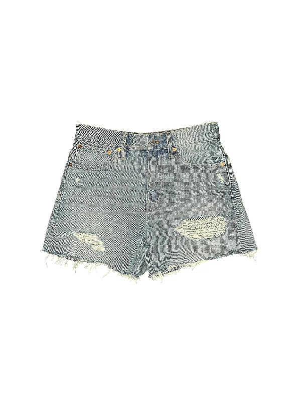 High - Waisted Plus Size Women's Denim Shorts with Distressed Details for a Trendy LookHigh-Rise Denim Shorts