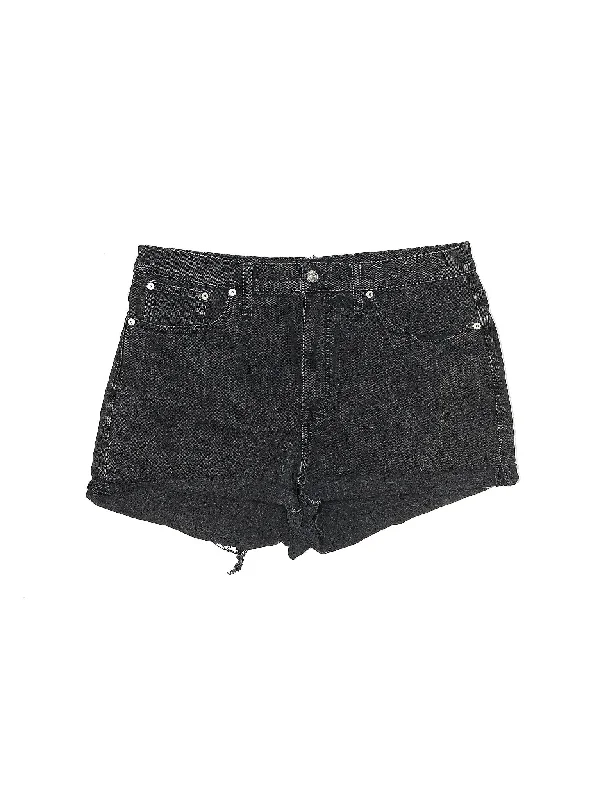 Plus Size Women's Denim Shorts with a Button - Fly in Dark Indigo for a Durable and Timeless StyleHigh-Rise Denim Shorts in Dark Wash