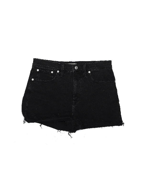 Women's Satin - Finish Shorts in Burgundy for a Luxurious and Stylish Nighttime LookHigh-Rise Denim Shorts in Dark Wash