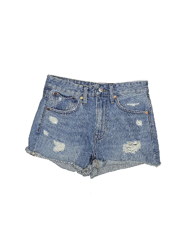 High - Waisted Plus Size Women's Denim Shorts with Distressed Details for a Trendy LookHigh-Rise Denim Shorts in Light Wash