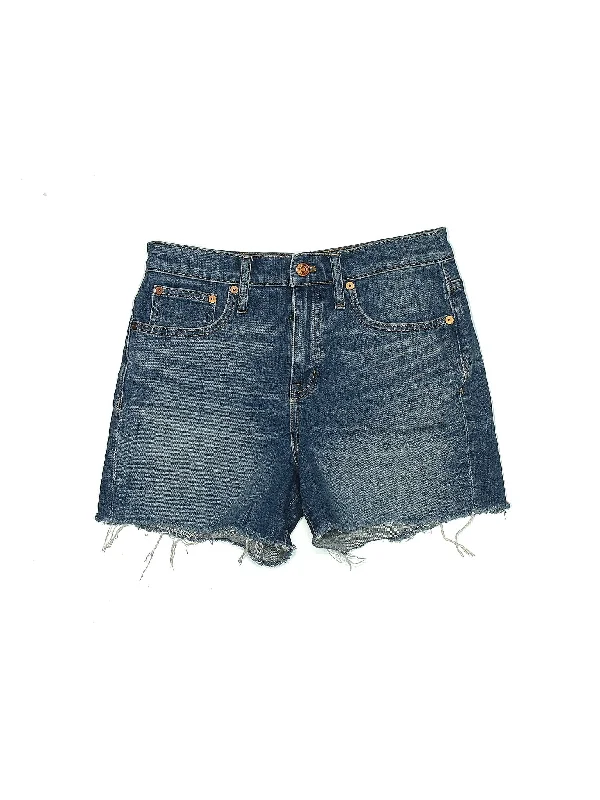 Plus Size Women's Stretch Denim Shorts with Belt Loops in Medium Wash for a Versatile FitHigh-Rise Denim Shorts in Medium Wash