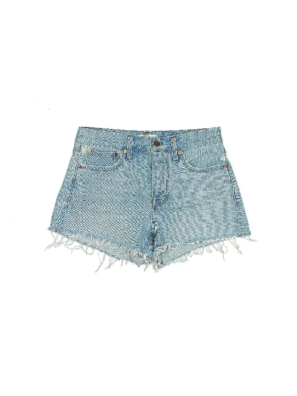 Women's High - Rise Paperbag Waist Shorts in Khaki for a Stylish and Comfortable LookHigh-Rise Denim Shorts in Medium Wash