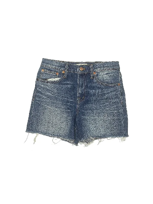 Plus Size Women's Cargo Shorts in Olive Green with Multiple Pockets for Outdoor AdventuresHigh-Rise Denim Shorts in Medium Wash