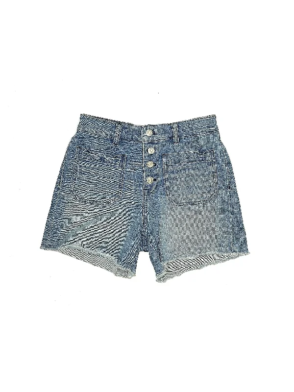 Plus Size Women's Drawstring Linen - Blend Shorts in Beige for a Relaxing VacationHigh-Rise Denim Shorts in Medium Wash