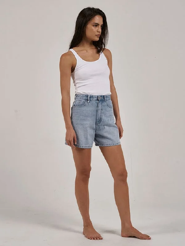 Women's Leather - Look Faux Leather Shorts in Black for an Edgy and Bold AppearanceKoko Short - Ash Blue