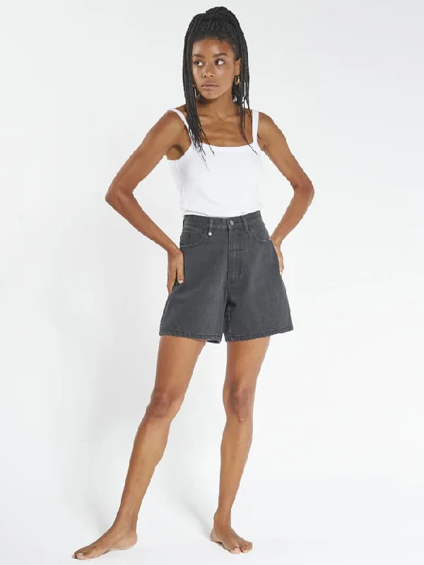 Women's Printed Geometric Patterned Shorts in Bright Colors for a Statement LookKoko Short - Black Rinse Women's Printed Geometric Patterned Shorts in Bright Colors for a Statement LookKoko Short - Black Rinse
