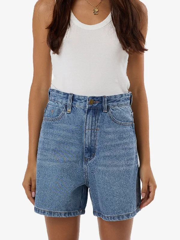 Plus Size Women's Elastic Waistband Linen Shorts in Navy Blue for a Comfortable Everyday OptionKoko Short - Dark Dust Blue