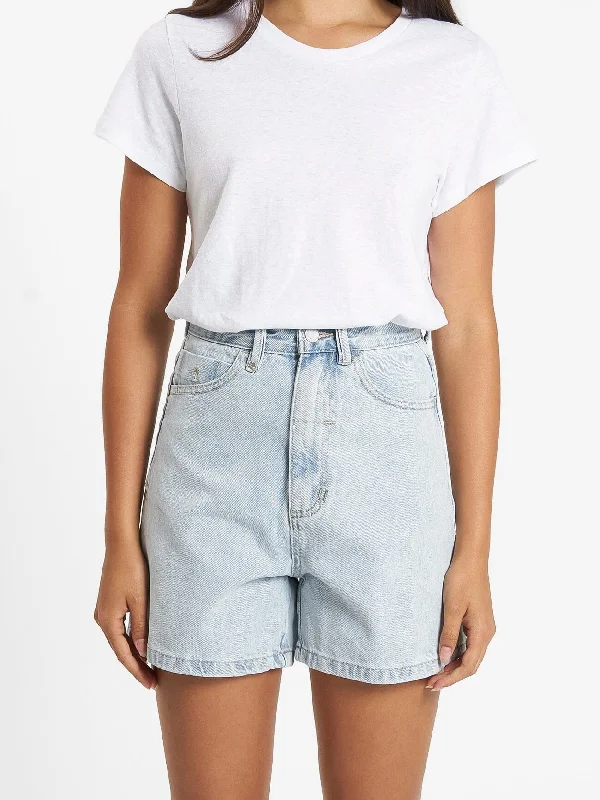 Plus Size Women's Drawstring Linen - Blend Shorts in Beige for a Relaxing VacationKoko Short - Faded Dust Blue
