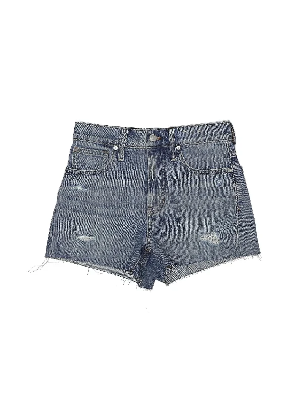 Women's Printed Tropical Patterned Shorts in Turquoise for a Beachy and Fun LookLow-Rise Denim Shorts in Light Wash