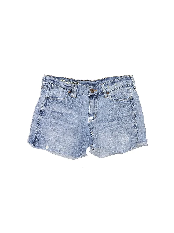 Plus Size Women's Stretch Denim Shorts with Belt Loops in Medium Wash for a Versatile FitLow-Rise Denim Shorts in Medium Wash