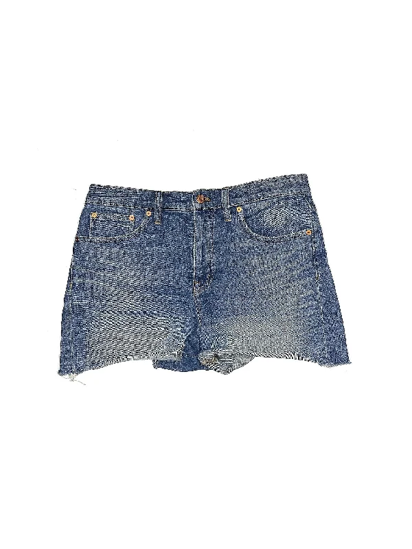 Plus Size Women's Denim Cut - off Shorts with Frayed Edges for a Casual and Laid - Back VibeLow-Rise Denim Shorts in Medium Wash