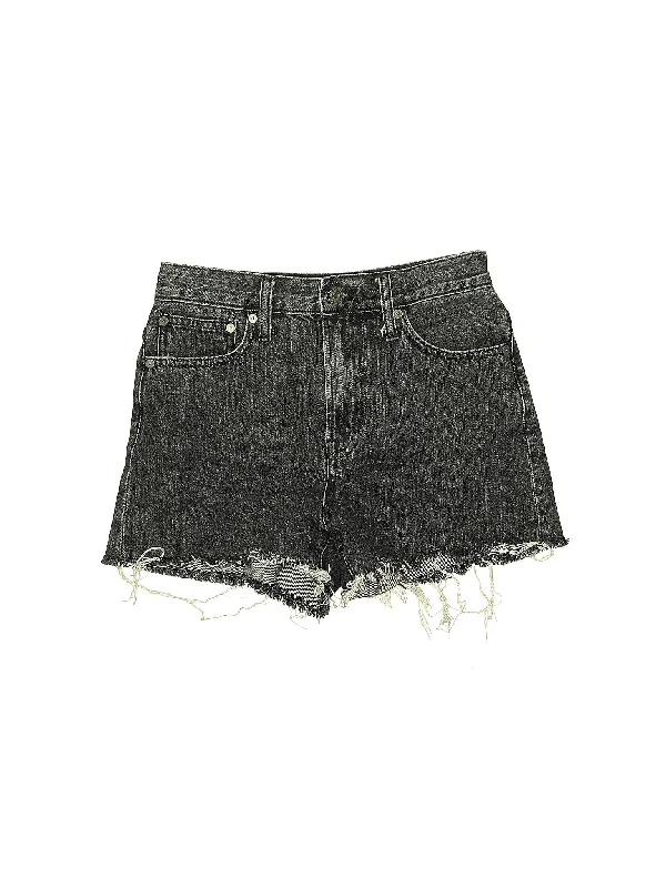 Women's Ruffled Hem Denim Shorts in Light Wash for a Feminine and Fashionable StyleMid-Rise Denim Shorts